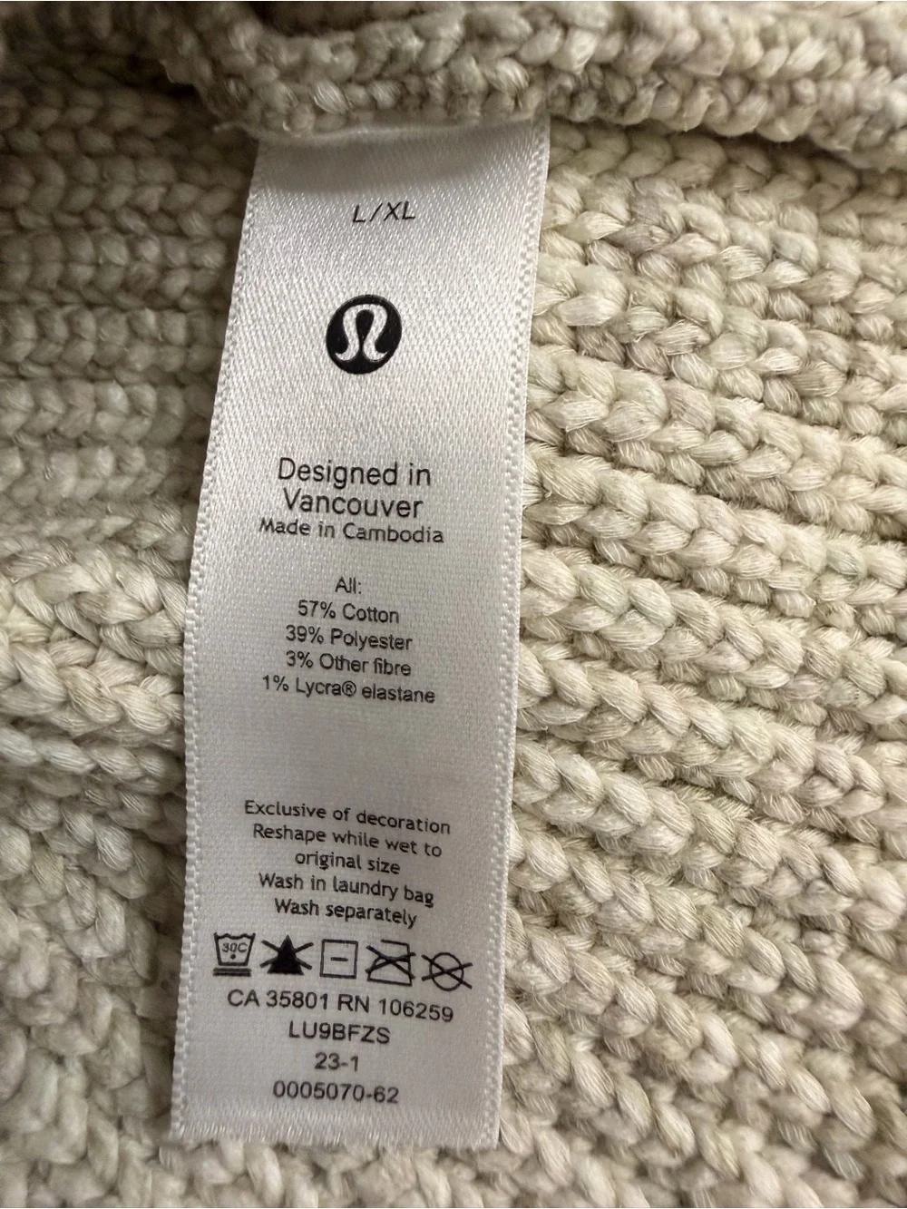 NWOT New Lululemon Hat Close-Fit Cotton-Blend Ribbed Knit Beanie